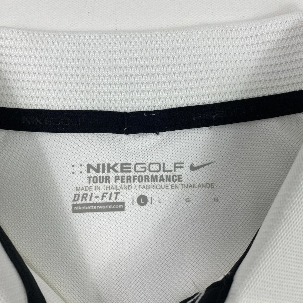 Nike Golf Polo Shirt Mens Large White Colorblock Dri-Fit Calusa‎ Pines Golf Club